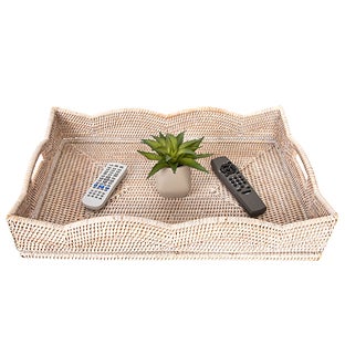 Artifacts Trading Company Artifacts Rattan Scallop Collection Rectangular Tray - Honey brown